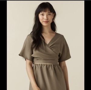 Vetta convertible wrap mini dress dark khaki